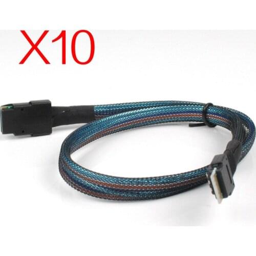 10PCS MINI SAS Slim SAS 4.0 SFF-8654 4i 38pin to SAS SFF8087 Target Hard Disk Raid Cable 50cm Free Shipping