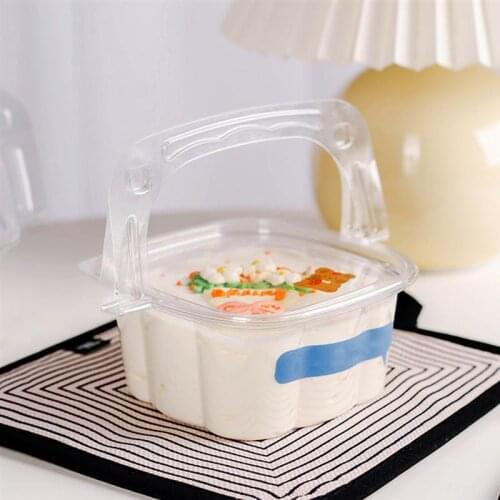 10pcs Transparent Cake Mousse Boxes Plastic Handheld Fruit Salad Containers Dessert Tray Wedding Party Favors Packing Box