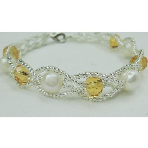 100% nature freshwater pearl fashion bracelet with small crystal beads