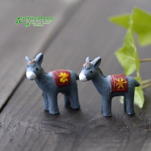 2 PCS Moss Micro Landscape Decor Cartoon Small Donkey Resin Furnishing Articles Aquatic Scenery Fleshy Accessories Home Decor