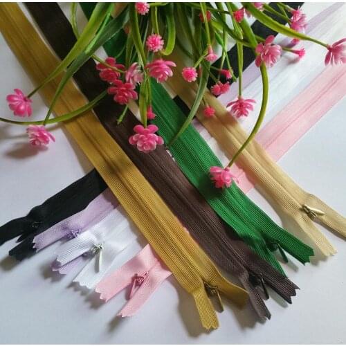 50Pcs/lot ( can choose the colors ) 3# 40CM lace Invisible Nylon Zipper For DIY Back Cushion Skirt Hidden Zippers For Sewing