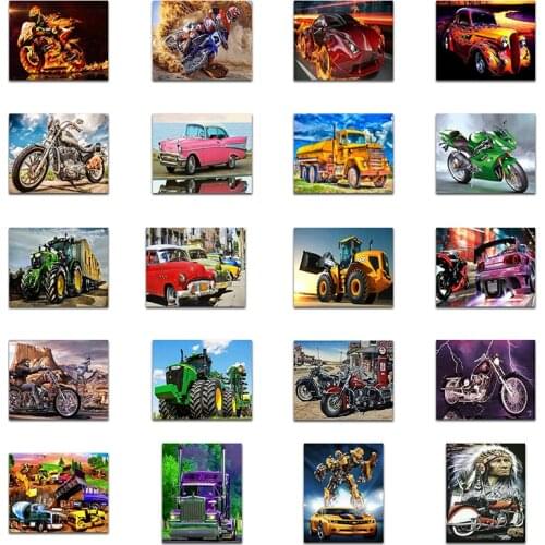 5D Diamond painting Cartoon car bus Motorcycle Cross stitch tractor Round Diamond mosaic Full Square Diamond color ART