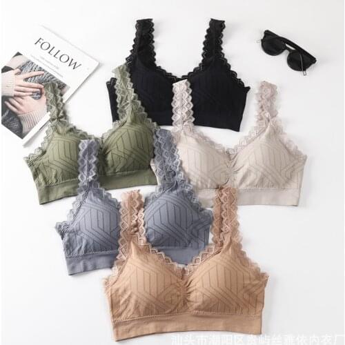 Seamless Lace Bralette Womens Bra Unadjustable Sports Extra-elastic Breathable Lace Trim Bra Camisole Tube Top