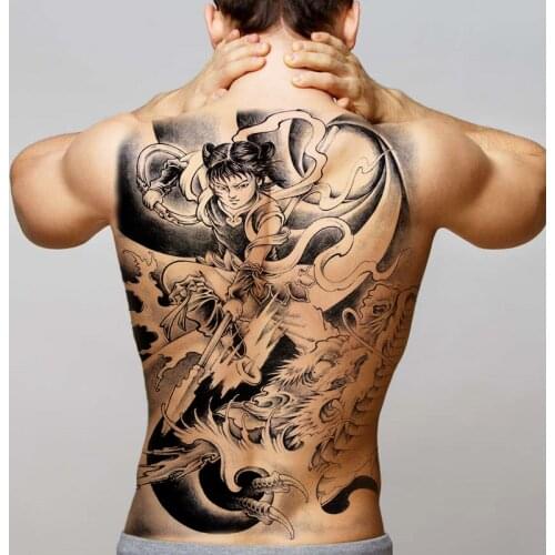 Large Tattoo Midnight Leopard Beauty Men Girl Waterproof Temporary Tattoo Sticker Moonlight Dragon Full Back Skull Tatoo Women