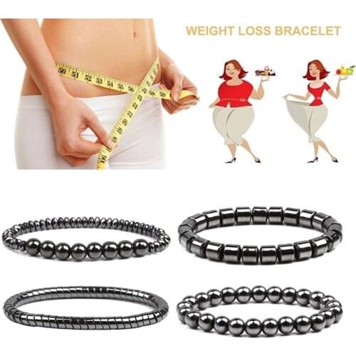 Weight Loss Magnetic Therapy Bracelet For Men Women 8mm Black Hematite Stone Beads Stretch Health Care Bracelet Jewelry Gift