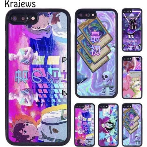 Krajews Vaporwave Vapor Glitch Aesthetics Phone Case For iPhone 5 6S 7 8 plus 11 12 Pro X XR XS Max Samsung S6 S7 S8 S9 S10 PLUS