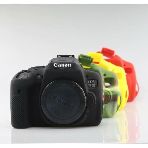 Black yellow red New Silicone Rubber Protective Body Cover Case Skin For Canon 750D Camera Bag