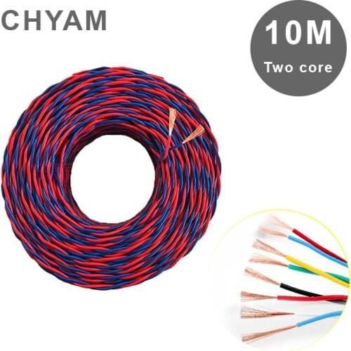 10 Meters Two Core Copper Wire PVC 0.5 / 0.75 / 1.0 Mm 2 Colors Square Lamp Wires Strand For Household RVS