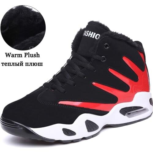 Agsan Men Running Shoes Big Size Winter Outdoor Mens Sneakers Warm Plush High Top Jogging Trainers Lace Up Unisex Sport Shoes