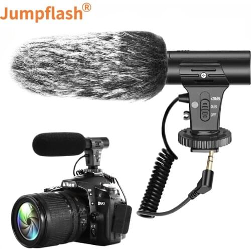 Jumpflash 3.5mm Plug Microphone Mini Portable Condenser Phone Video Camera Interview Microphone With Muff For iPhone Samsung Mic