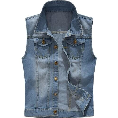 Fashion Jacket Coat Mens New Denim Tank Tops Casual Cowboy Jacket In Shoulder Blouse High Quality Mens Clothing Outerwear Coat