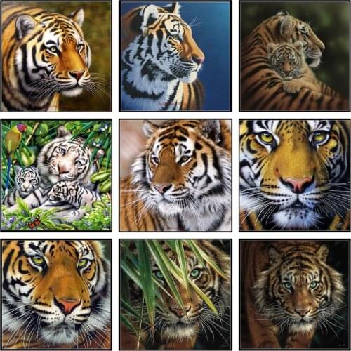 Counted Cross Stitch Kits Needlework - Crafts 14 ct Aida Color DIY Arts Handmade Home Decor - Tiger Collection