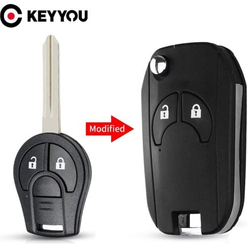 New 2 Button Smart Flip Folding Remote Key Case Shell Fob For NISSAN Cube Micra Qashqai Juke Free Shipping