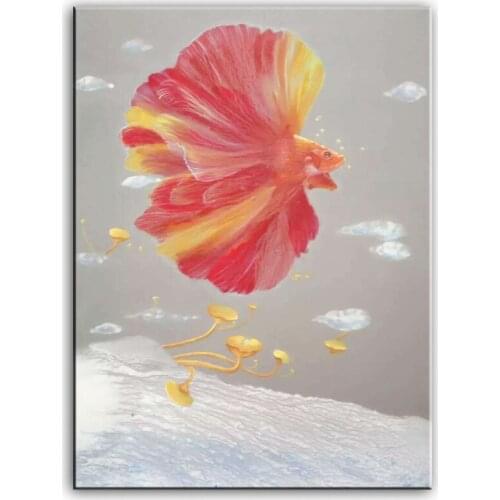 Original oil painting Dancing goldfish painter original paintings decoration painting Custom-made oil painting 16110702