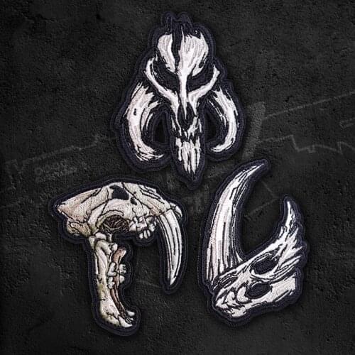 Animal Beast Skull Mandalore Embroidery Patches Tactical Outdoor Badge DIY Stickers Armband For Clothes Backpack Accessories