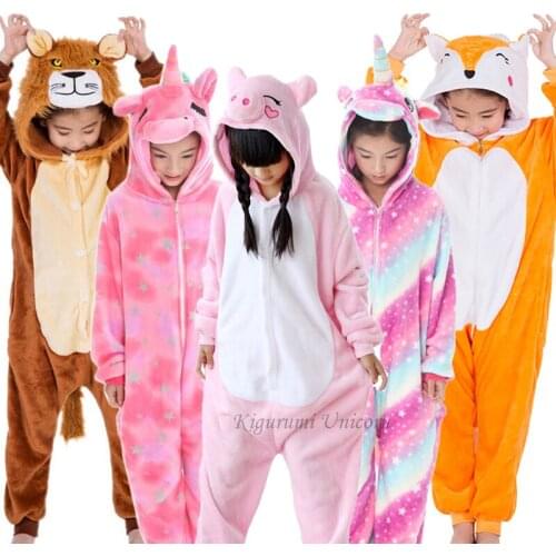 Kigurumi Unicorn Pajamas For Children Baby Girls Pyjamas Boys Sleepwear Animal Onesie Kids Costume Winter Flannel Soft Warm