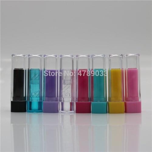 50/100pcs 9mm Empty Lipstick Tubes Containers Transparent Pink Green Yellow Lip Balm Tube For Makeup Packing