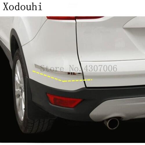 For Ford Kuga Escape 2013 2014 2015 2016 Car Body Back Rear Side Upper Corner Trim Frame ABS Chrome Steel Bumper 2pcs