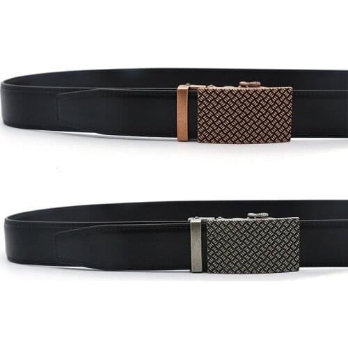 Peikong Luxury Famous Brand Designer High Quality Male Genuine Leather Strap White Automatic Buckle waist fashion Belt for men