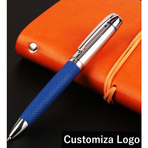 Luxury Leather+Metal Black Signature Ballpoint Pens for Business Writing Office School Supplies Stationery Customized Logo Gift