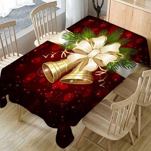 Christmas Decor Table Cloth and Chairs Cover Printed Christmas Santa Claus Rings Tablecloth Cover