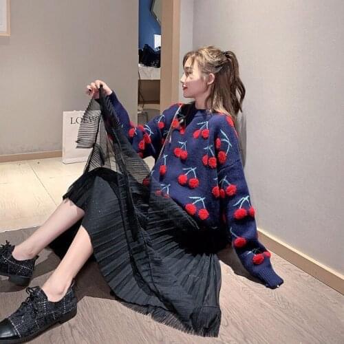 Christmas Red Sweater Women 2021 Autumn And Winter New Korean Loose Lazy Wind Pullover Sweater Shirt Student Tide