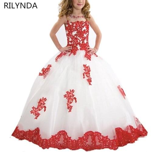 Pink Flower Girl Dresses Special Occasion For Weddings Kids Pageant Gowns Ball Gown Lace Appliqued First Communion Dress