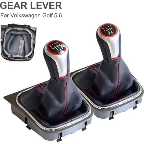 5/6 Speed Gear Shift Knob Lever Shifter Gaitor Boot PU Leather For Volkswagen Golf 5 6 Gear Shift Knob Head Lever Cover