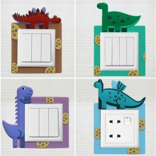 Cartoon Dinosaur Switch Wall Sticker Switch And Socket Protector Cover Luminous Stickers Home On-Off Wall Decor Sticker