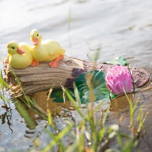 Garden Statues Landscaping Plant Water Lily Rockery Mountain View Floating Water Yellow Duck Garden Decoration Outdoor