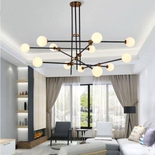 Nordic postmodern dining room living room glass ball magic bean creative molecular lamp personality irregular geometry Iron