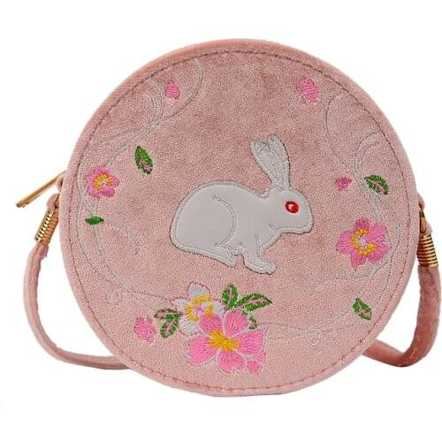 Tong Hanfu ancient embroidery girls small school bag new small fresh velvet round school bag