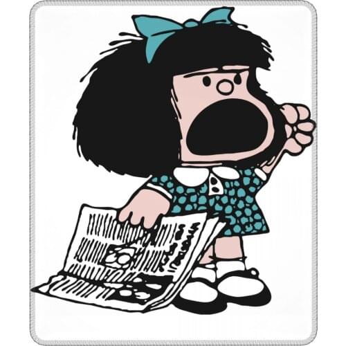 Mafalda Protesting Cool Mouse Pad with Locking Edge Desk Mat Pads Natural Rubber Gamer Computer Laptop Pad