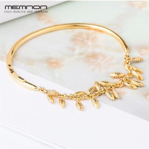 Memnon Autumn Shine Floating Grains bangles with golden 925 sterling silver bracelets fit silver charm DIY bangle for women