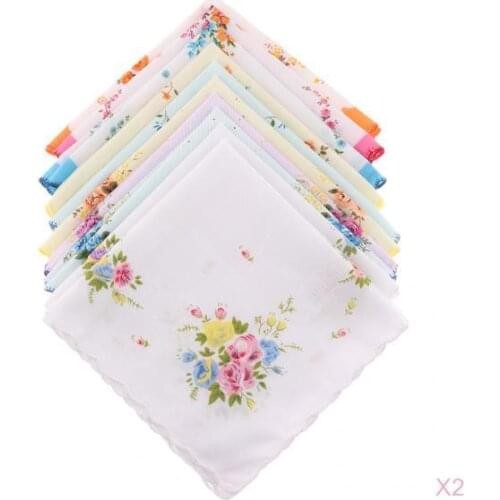 20x Lady Soft ^ Pure ^ Cotton}} Handkerchiefs Vintage Wedding Handkerchiefs 12