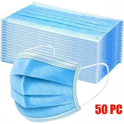 50pc Black Disposable Scarf High-quality Industrial 3ply Ear Loop Non-woven Mascarilles Desechable Повязка На Голову Face