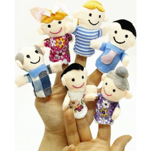 6PCS Cute Cartoon Biological Animal Finger Puppet Plush Toys Child Baby Favor Dolls Tell Story Props Boys Girls Finger Puppets