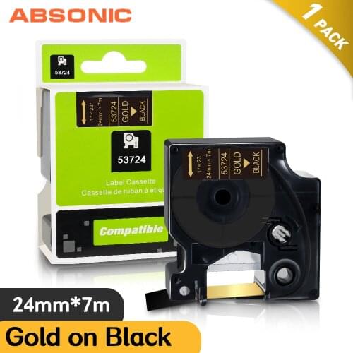 Absonic Gold on Black 53724 Tape for Dymo d1 Label Tape 24mm*7m Replace for DYMO LabelWriter 450 Duo, 450, LM500TS Label Maker