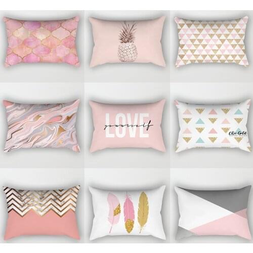 INS Rose Gold Throw Pillow Case Geometric Cushion Cover Home Sofa Decorative Pillows Cushion Pillows 30x50CM