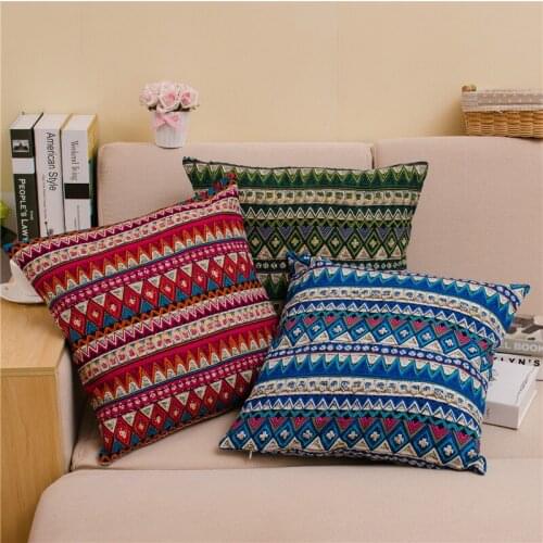 Bohemian Hotel Ethnic Style Pillow Case Striped Living Room Sofa Cushion Pillow Cover(Not Included Pillow Core)