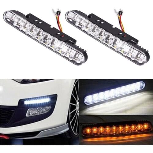 Hot 12V Lamp with Turn Lights LED Car Daytime Running 12W 2x 30 Light DRL Daylight