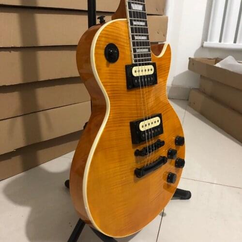 HOT SALE HIGH QUALITY BLACK HARDWARE LP GUITAR TIGRE STRIPED MAPLE TOP FREE SHIPPING QUICK DELIVERY ZEBRA WAX PICKUPS