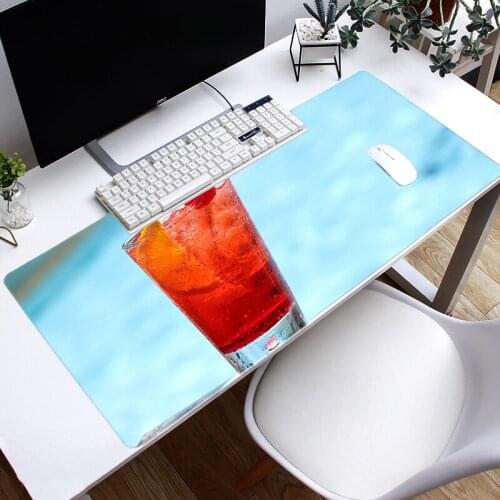 Sell Well Large Size Gaming Mouse Pad Cute Mouse Pad With Refreshing Drink Pattern Desk Mat Locking Edge For CS GO LOL Dota