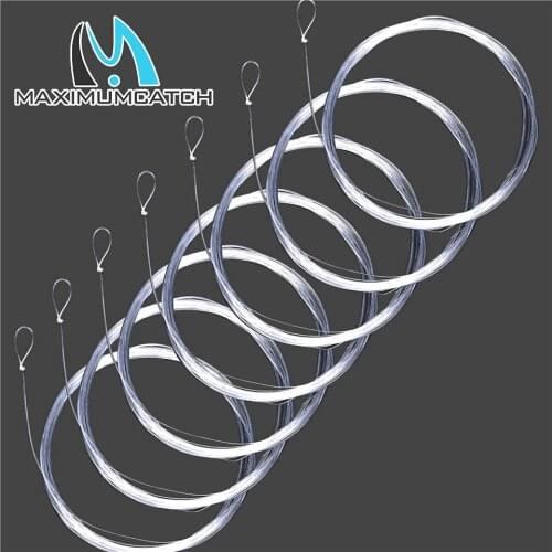 Maximumcacth 10pcs Fly Fishing Leader 7.5FT/9FT 0-7X Clear Tapered Nylon Leader with Loop