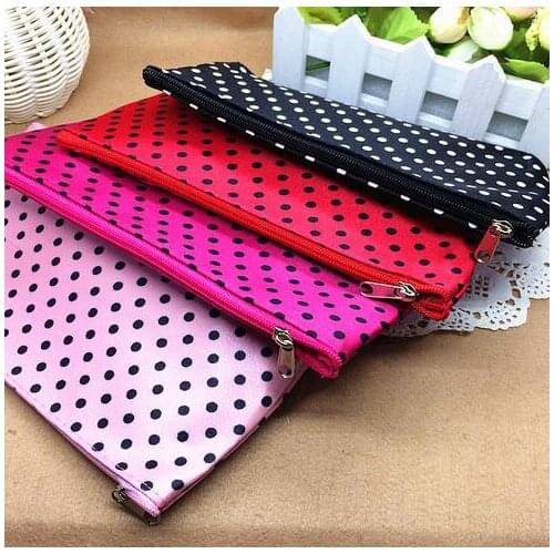 Fashion Hot Rectangle shaped Dots pattern Portable Cute Multifunction Beauty Travel Cosmetic Bag Makeup Case For Women