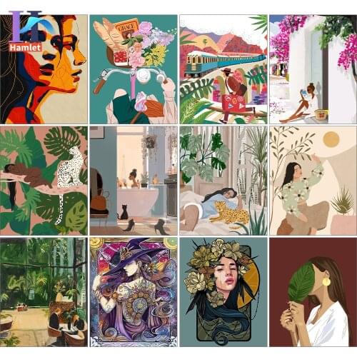 Paint By Numbers Adult Girl Illustration Digital Art Modern Wall Decor Trends DIY Painting By Numbers Anime Girl Handpainted Kit