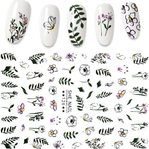 Leaf Flower 3D Nail Art Stickers Face Stickers for Nails Self-adhensive Decals Tips Decoration Paper