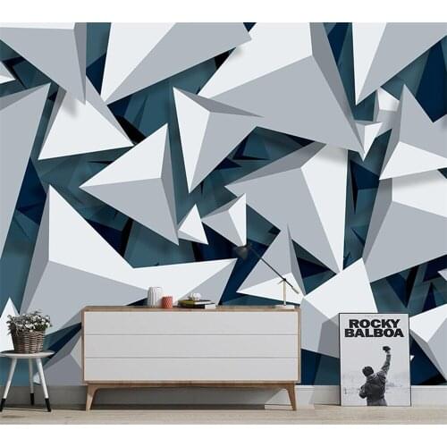 Beibehang Custom silk cloth mural modern minimalist abstract three-dimensional 3D geometric living room sofa TV background wall