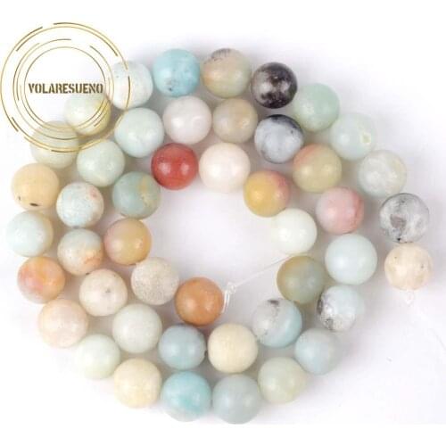 Natural Stone Smooth Colorful Amazonite Beads Round Loose Spacer Beads For Jewelry Making Diy Bracelet Charms 4/6/8/10/12mm 15