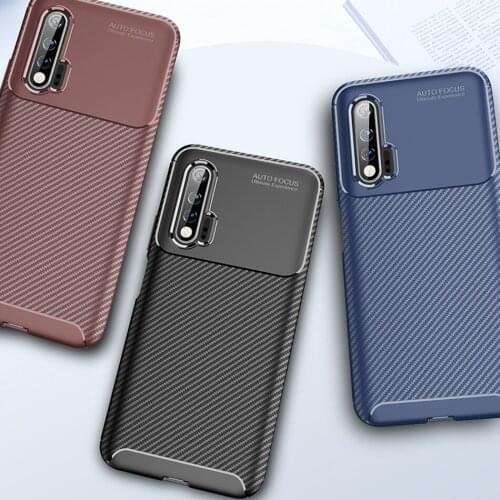 Nova 6 Business Carbon Case for Huawei Nova 6 Cover Silicone TPU Soft Back Funda Caver for Huawei Nova 6 Capa Bumper